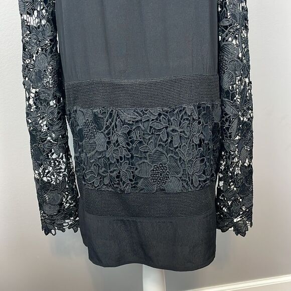 ASTR Black Long Sleeve Floral Lace Mini Dress. Size Large. Witchy, Goth Style. - Picture 6 of 15
